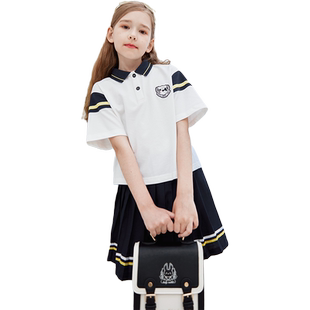 巴拉巴拉女童Jk裙子套装夏季中大童polo学院风儿童短袖夏装童装潮