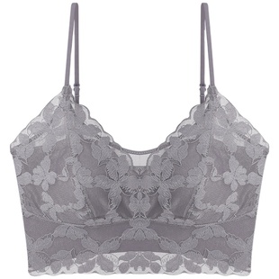 美背文胸一体背心法式蕾丝吊带内搭内衣女夏季兔儿杯薄款大胸显小