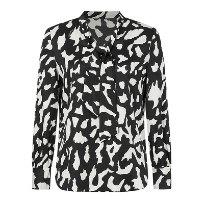 【桑蚕丝】NAERSI/娜尔思气质印花飘带领时尚衬衣25夏季新款上衣