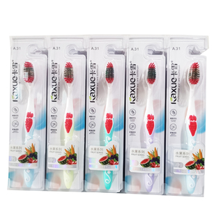10支卡雪成人中软毛牙刷超细毛竹炭洁齿护龈弹力丝家庭通用独立装