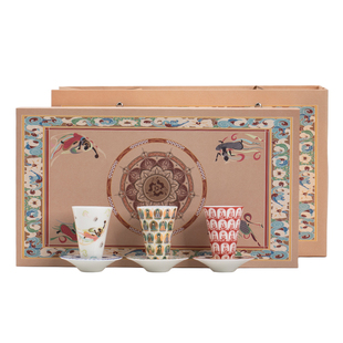 敦煌千佛茶杯带杯垫套装家用功夫陶瓷品茗杯高档主人杯闻香杯单杯