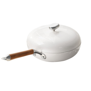 珐琅无涂层不粘锅炒锅家用钛平底电磁炉专用炒菜锅燃气灶通用钛锅