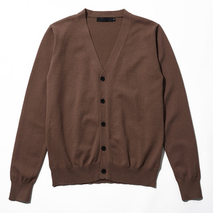 LUUD 春秋薄款v领小开衫男士帅气休闲针织衫毛衣潮流百搭纯色外套