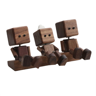 实木机器人桌面摆件创意木质小摆件治愈系可爱汽车装饰品礼品礼物