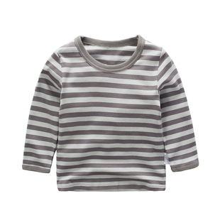 春秋冬男薄款童宝宝中大童纯全棉长袖T恤打底上衣睡衣体恤衫海军