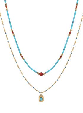 双层叠戴波西米亚风项链毛衣链女