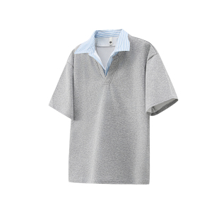 蓝白条纹Polo衫短袖男款夏季美式高级感痞帅t恤男模穿搭潮牌半袖