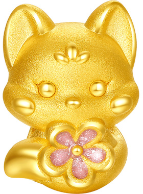 周六福黄金转运珠女小飞马生肖马系列5D硬金珐琅定价官方正品