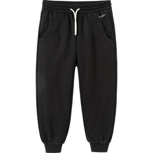 巴拉巴拉女童裤子中大童夹棉加厚运动裤儿童秋冬新款童装宝宝黑色