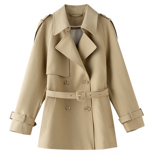 大洪洪【伦敦晨雾】春新款高级感中长款风衣女小个子时尚百搭外套