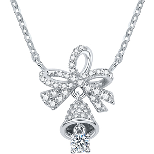 周六福蝴蝶结项链女铃间蝶梦链坠S925银圣诞铃铛设计感女神节礼物