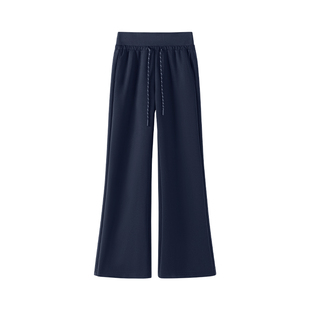 班尼路藏青色喇叭裤女春夏新款慵懒风高腰垂感松弛感显瘦阔腿裤Q
