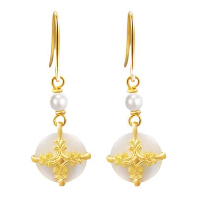 justgold浪漫明珠足金耳钉