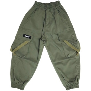 男童工装裤子休闲百搭2025春秋大口袋街舞宝宝小中大潮流儿童长裤