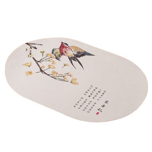 成品现货一次性中国风花鸟椭圆形纸餐垫可定制LOGO印刷厂直供餐厅