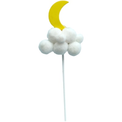 云朵月亮白色摆件插牌生日蛋糕