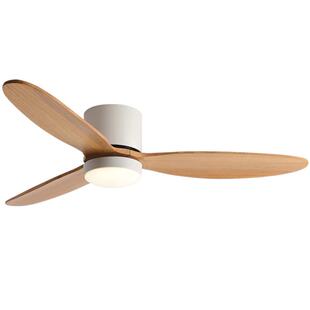 实木风扇灯餐厅卧室客厅矮楼层吸顶灯一体变频家用复古静音吊扇灯