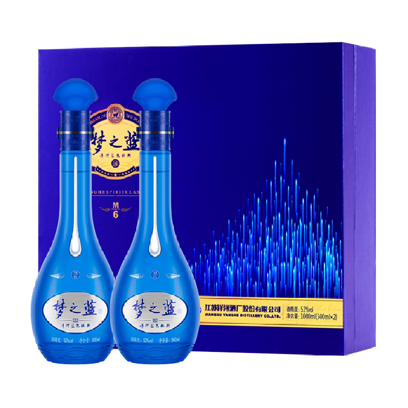 洋河梦之蓝M6礼盒白酒500ml×2瓶