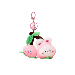 YUYI 原创粉色桃子小猴子小兔串串钥匙扣毛绒公仔书包包挂件玩偶