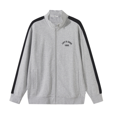 美特斯邦威男拼色开衫