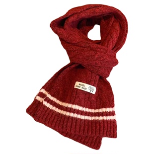 女大童学院风麻花围脖2025冬季新款学生毛线围巾校园保暖针织脖套