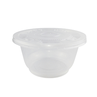 一次性碗圆形冰粉碗专用碗塑料外卖打包盒透明快餐具饭盒家用加厚