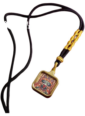 钛钢外壳不掉色十二生肖吊坠五爷九尾狐文殊普贤正方形唐卡本命佛