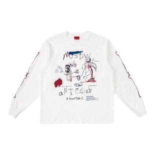 MostwantedLab卡通涂鸦印花长袖情侣宽松休闲落肩打底衫T恤男MWTD