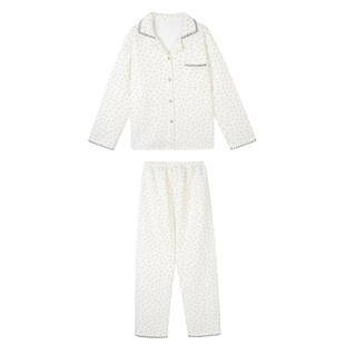 馨帮帮Homedress 甜美小碎花睡衣女款冬季新款夹棉翻领家居服套装