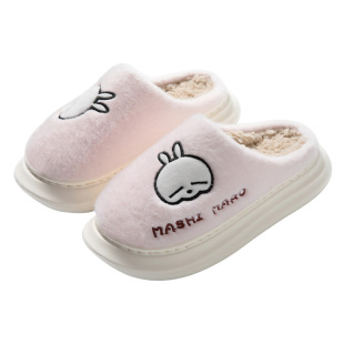 流氓兔厚底棉拖鞋女冬季可爱毛绒保暖居家防滑情侣家用冬天棉拖男