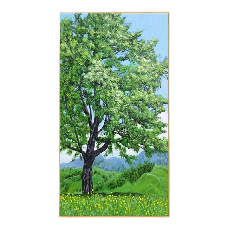 森林风景装饰画客厅玄关卧室大树挂画简约过道走廊竖版发财树壁画