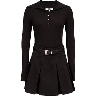 ONLY2026春季新款时髦针织拼接假两件A字百褶牛仔短裙连衣裙女