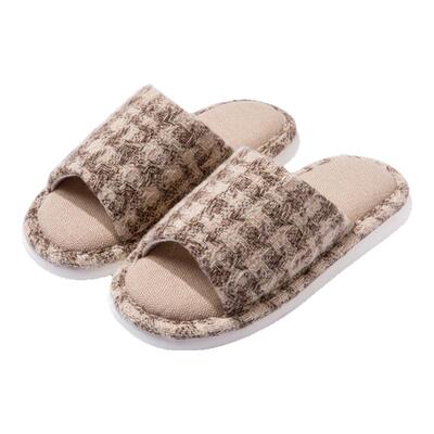 买1送1情侣亚麻拖鞋女款四季室内家居防滑静音不臭脚棉麻布拖鞋男