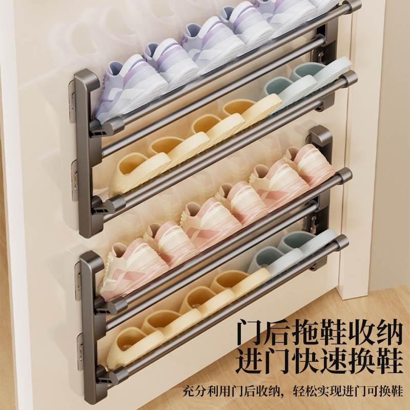 鞋架入户门后壁挂简易可折叠鞋子收纳神器免打孔浴室拖鞋架省空间
