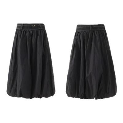 黑色蓬蓬裙中长款半身裙