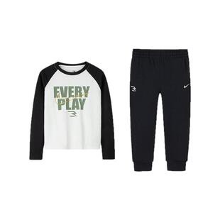 Nike 3brand童装男女童T恤长裤2件套纯棉儿童套装长袖裤子春装潮