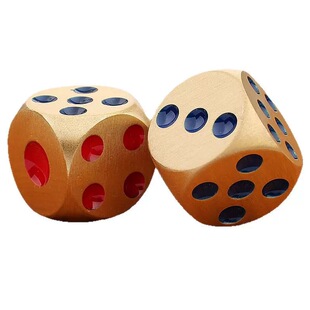 纯铜实心骰子摆件礼品小大号骰粒骰盅麻将色子金属黄铜文玩手把件