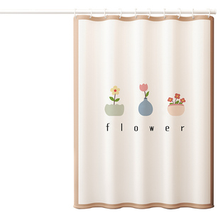 浴室隔断帘加厚涤纶干湿分离防水防霉套装免打孔卫生间挂帘淋浴帘