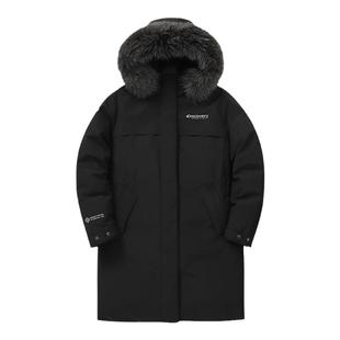 Discovery探索冬户外长款加厚700蓬90鹅绒保暖毛领连帽羽绒服女