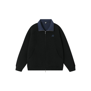 FORNINES拼接撞色双拉链卫衣男女情侣装上衣重磅立领开衫春季外套