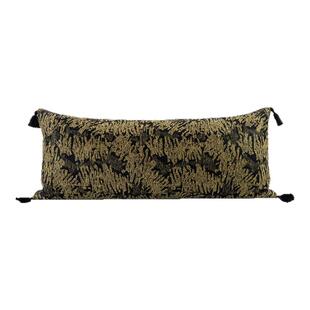 ELIN LONYAIN国风黛青金绿流苏长腰枕提花客厅沙发靠枕床头靠垫