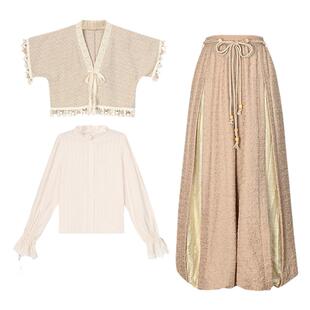 游牧少女森女部落原创汉元素灯笼裤汉服套装2026年春秋新款女装