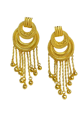 新中式18K金北齐风流苏圆环耳环