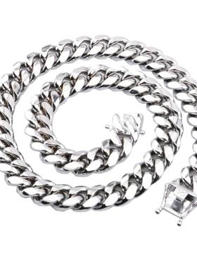 美式嘻哈钛钢古巴项链