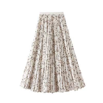 褶皱碎花半身裙女大摆伞裙长裙