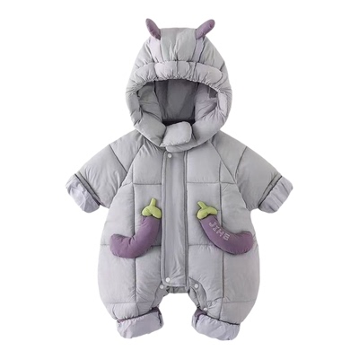 婴儿衣服冬装棉服男女宝宝爬爬服加绒加厚保暖冬季羽绒抱衣连体衣