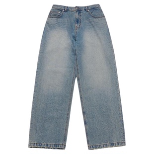 ADLV锥形崔叡娜yena代言剪裁水洗牛仔裤子男女士阔腿长裤直筒形