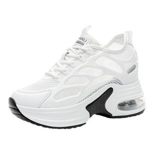 8cm内增高运动鞋女款2026新款夏季女鞋网面透气薄款休闲小白鞋女