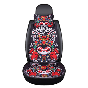 冰丝亚麻龙年国风国潮卡通汽车坐垫四季通用座椅套靠背夏秋冬单片