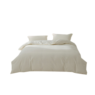 柔软全棉轻磨毛奶白色100支床品被套长绒棉1.8m床笠床单罩四件套